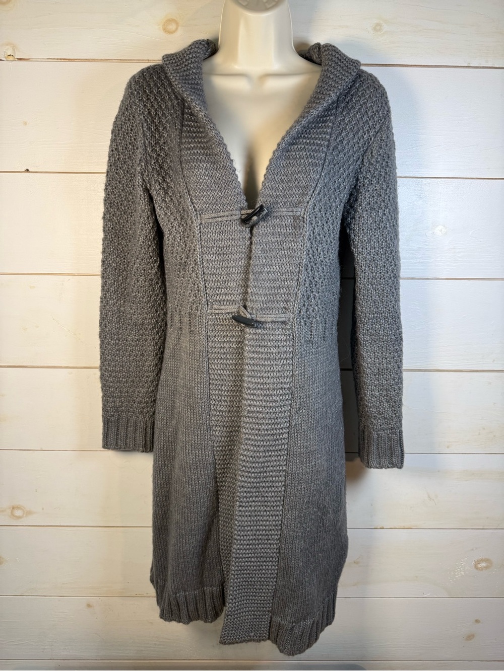 Gray Long Hooded Cardigan Long Sweater Cocogio Italy M